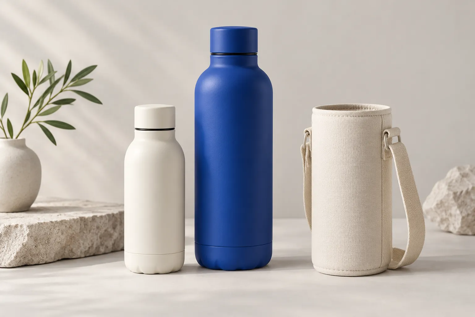 Bottle upgrade and matching sleeve illustrating how to add upsells on Shopify.